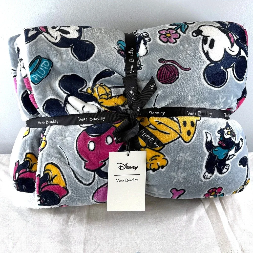 Vera Bradley Disney Mickey Mouse Family Fun Cozy Life Throw Blanket 72x50‎ NWT